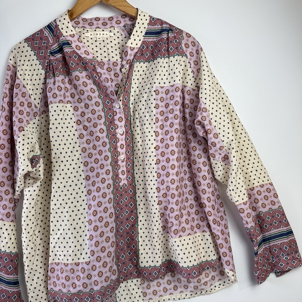 Xirena Kora Top Allie Print Silk Blend Shirt Women's Medium $265